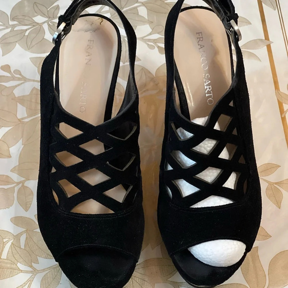 Franco Sarto, Sasha, Black Suede leather wedges, platform size 10 - Picture 2 of 6